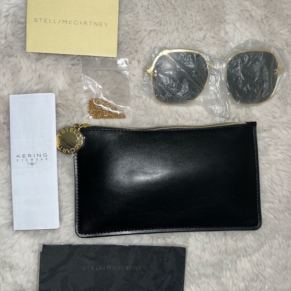 Popular Stella McCartney Double Bridge Pilot Sunglasses With Falabella/Chain - Picture 4 of 8